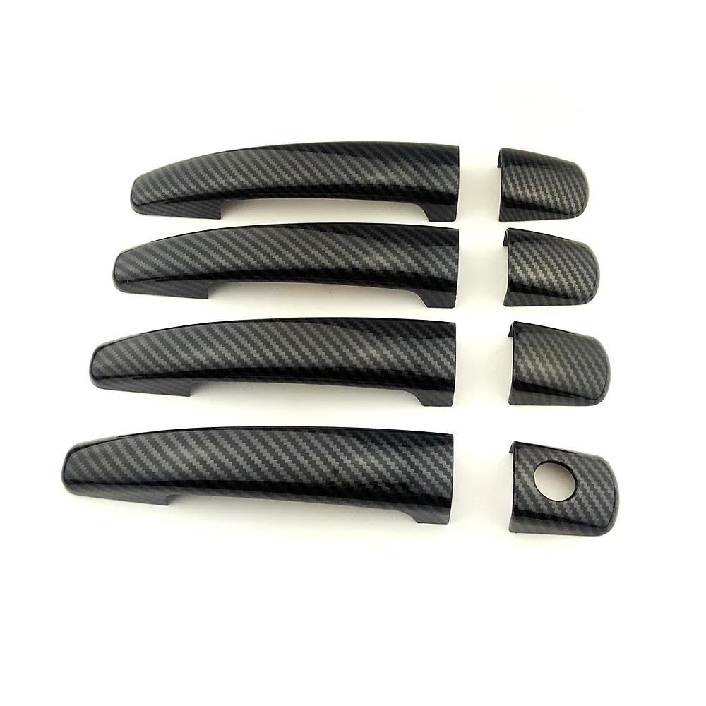 Car Upgrade Decoration Door Handle Cover For Peugeot Partner 2008-2017 Carbon Fiber Chrome Silver Cars Accessories