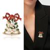 18pcs Christmas Enamel Bell Brooch for Women Unisex Rhinestone Cane Pin Christmas Gift Banquet Party Backpack Gifts Accessories