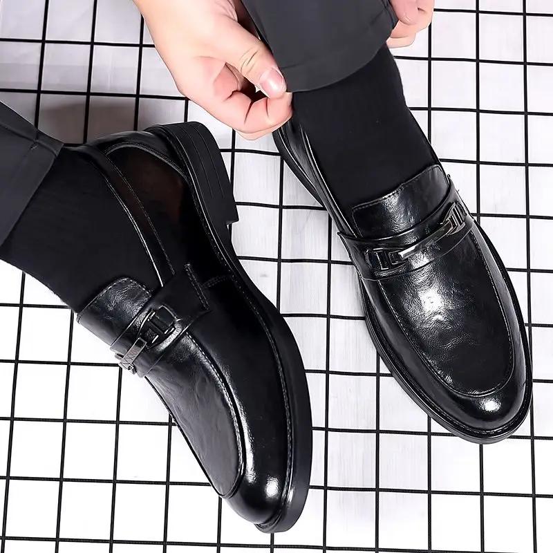 Натуральная кожа без резины, официальная мужская официальная обувь, деловая обувь для общения, мужская повседневная элегантная и классическая одежда 39