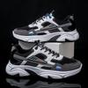 Men's Casual Sports Shoes New Men Platform Breathable Running Shoes Outdoor Trendy Leather Stitching Mesh Men Shoes