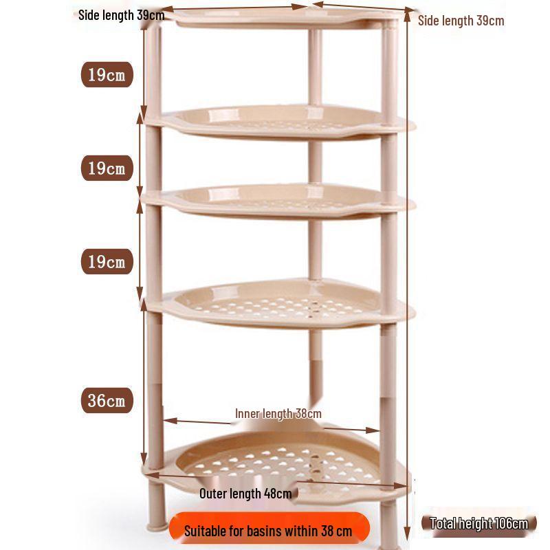 Multi-Layer Floor-Standing Kitchen Rack: Fruit, Vegetable, Pot, Basket, Bowl, Plate and Seasoning Organizer for Home & Bathroom.