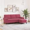 VidaXL 3-seater Sofa and Footstool Burgundy Red 180 Cm Velvet, Sofa, Living Room Sofa, 3-seater Velvet Sofa, 3278271