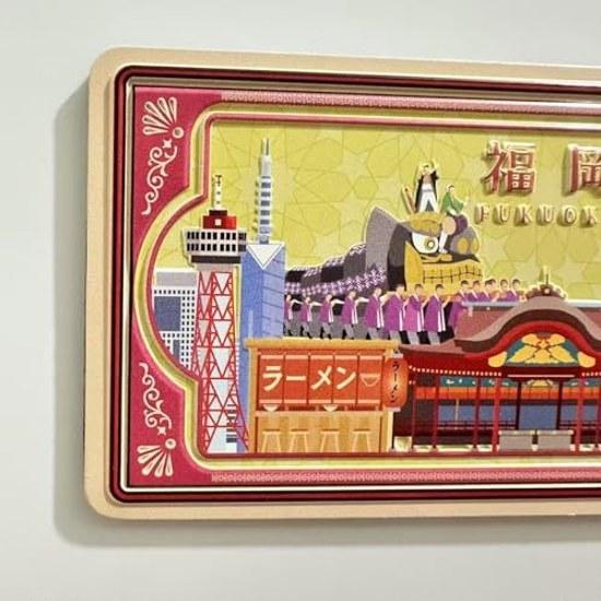 Japanese scenery traditional culture refrigerator magnets KumamotoFukuoka design decorative art set 2 multicolor tourist souvenirs.