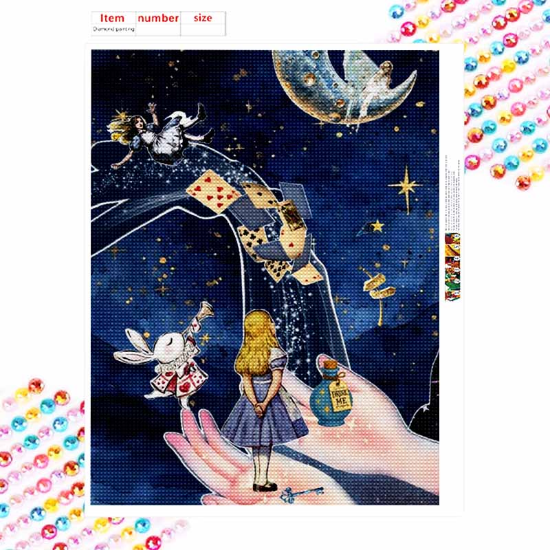 Disney Diamond Painting 5D DIY Alice in Wonderland Diamond Painting Art Diamond Painting Kit Adult/Beginner Gift Idea Home Decor