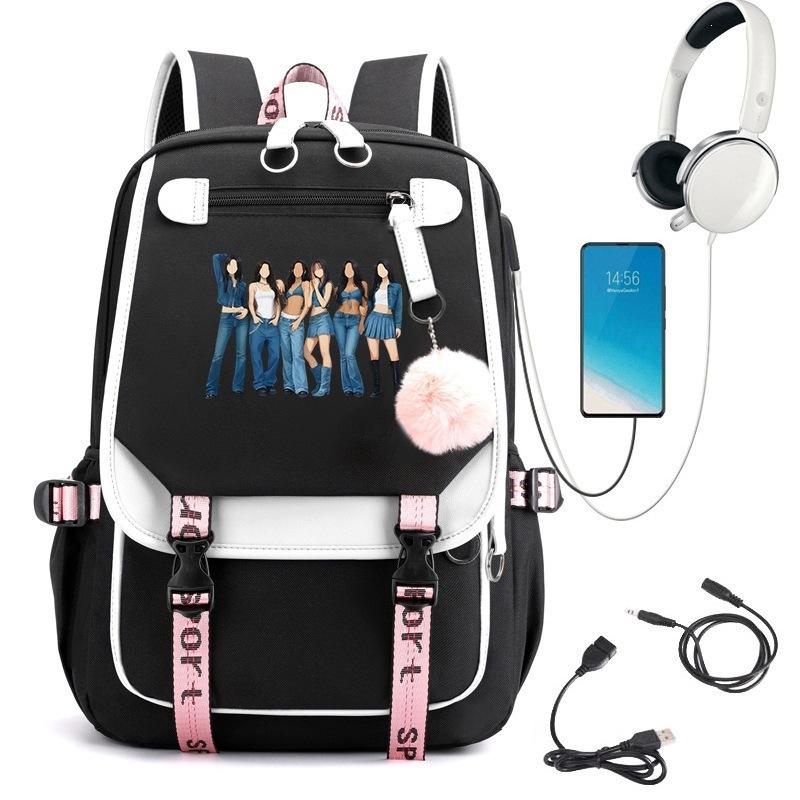 KATSEYE Fashion Laptop Backpack with USB Charging Port Student School Daypack 60123-12