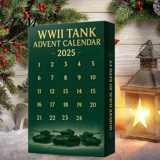 Tank Lover Holiday Gift 2025 WWII Advent Calendar 24 Days Christmas Countdown with Historical Model Set Iconic Ornaments Surprise Gifts for