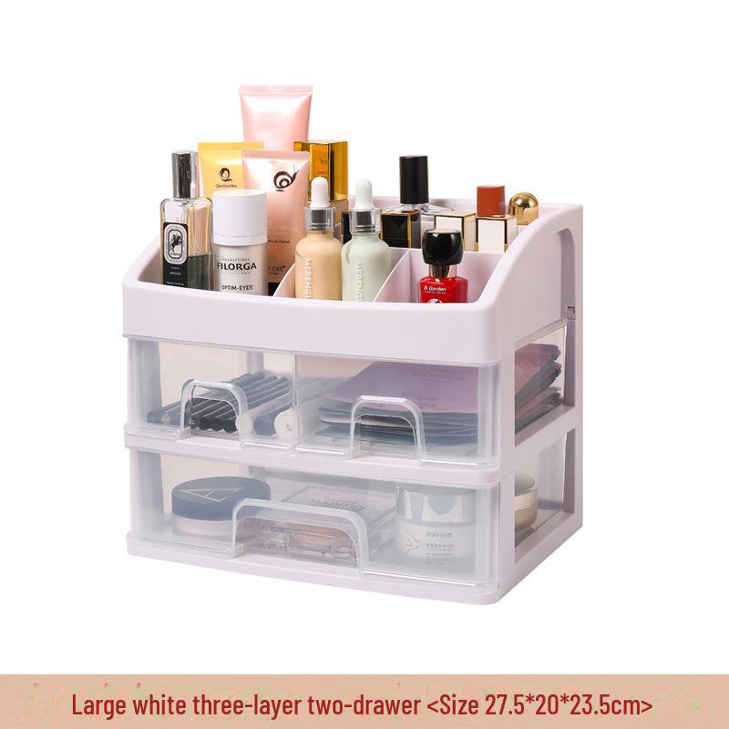 Multi-Layer Clear Drawer Cosmetic Storage Box - Dustproof & Compact Design