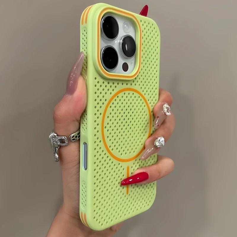 Роскошный кейс-бампер с охлаждением Magsafe, цветной, для iPhone 17 16 15 14 13 12 Pro Max 16 Plus 17 Air, с магнитным креплением, задняя крышка