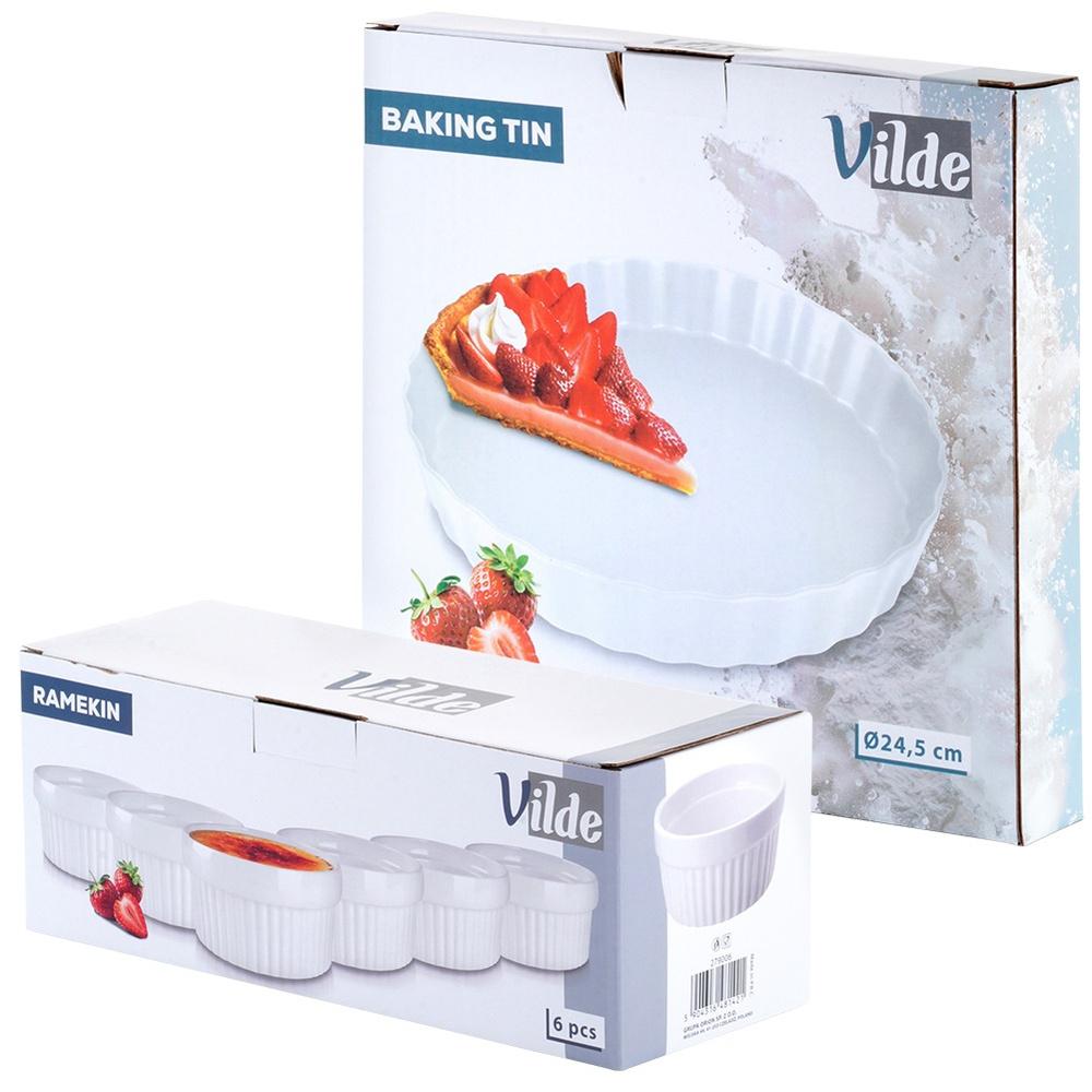 Tart Tin + Baking Bowls, Ceramic, White, 7 Pcs.
