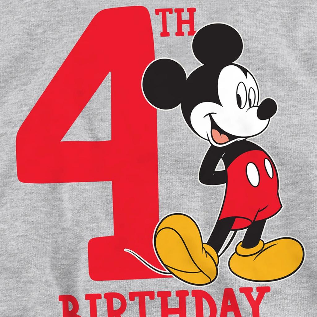 Disney Childrens/Kids Mickey Mouse Heather 4th Birthday Hoodie