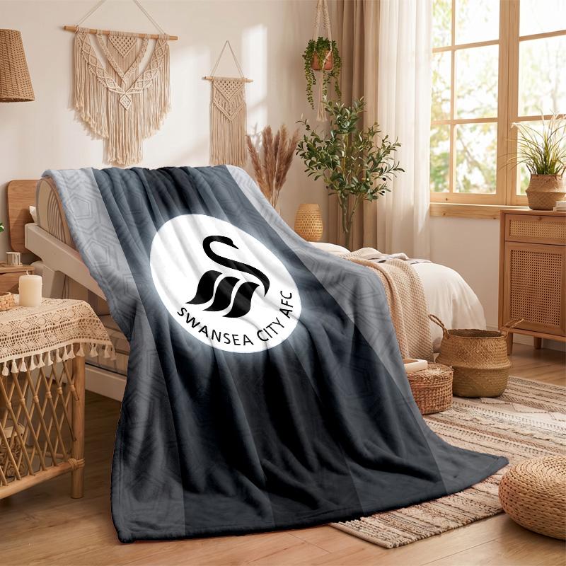 Swansea City Theme Fleece Blanket Cozy Soft Plush Blanket For Bedroom Couch Travel