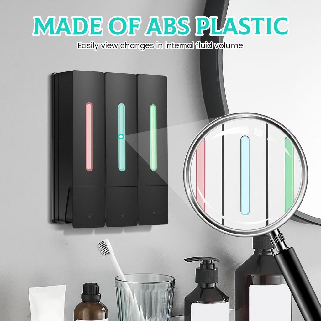 3Pcs Soap Dispenser Wall Mounted Shower Shampoo Shower Gel Detergent Conditioner Dispenser Bathroom Storage Bottle