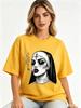 Cotton  Gothic Smoking Nun Cross Graphic Women T Shirt Dark Grunge Vintage Punk Print Crew Neck Loose Short Sleeve Streetwea