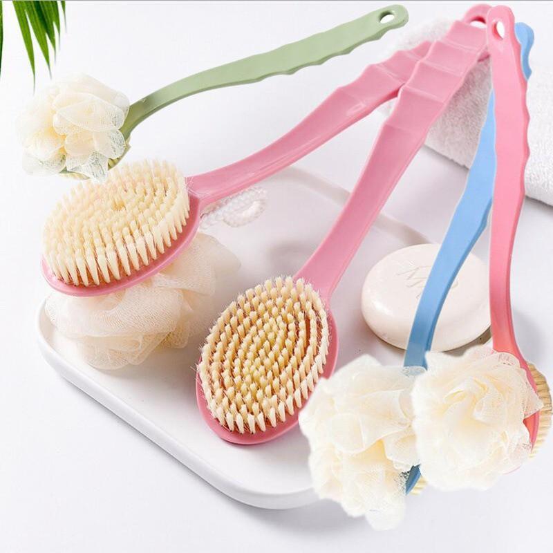 Long Handle Back Scrubber With Soft Bristles Hanging Shower Brush Body Exfoliation Bathing Universal Use