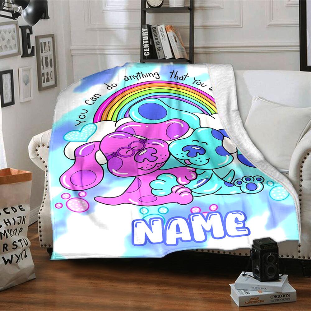 Custom Name Blue'S Clues Adventure Party Blanket For Couch Bed Plush Cozy Fuzzy Blanket Super Soft Warm Blankets For Fall And Winter 0916258