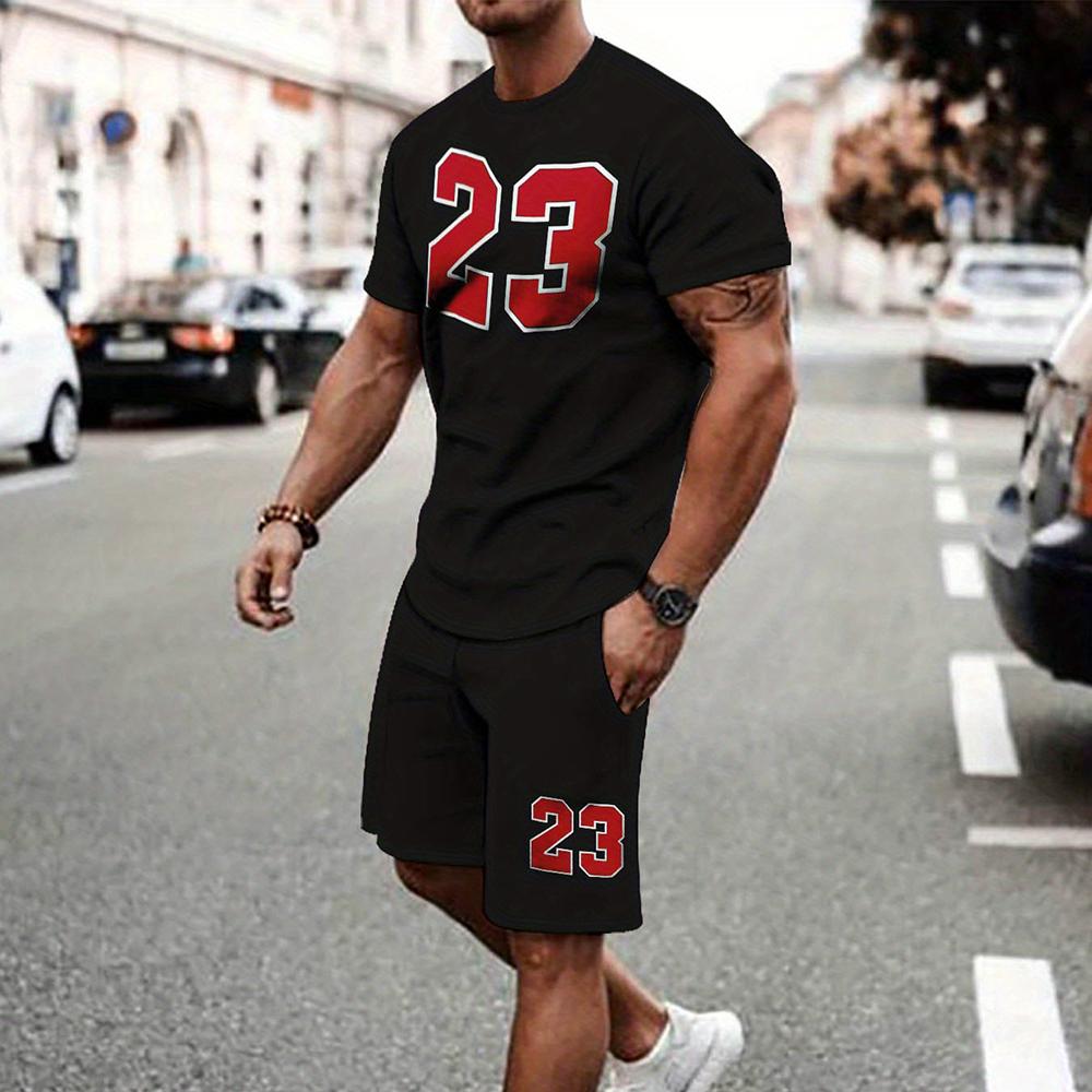 2025 Fashion Trendy Handsome Men's T-shirt Shorts Two-piece Summer Casual Men's Loose Shorts Men's Large Size T-shirt Clothing