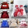 Современная серия постельного белья на тему романтической любви с узором розы, чехол для постельного белья, наволочка, 2/3 предмета, украшение для дома, мягкая микрофибра