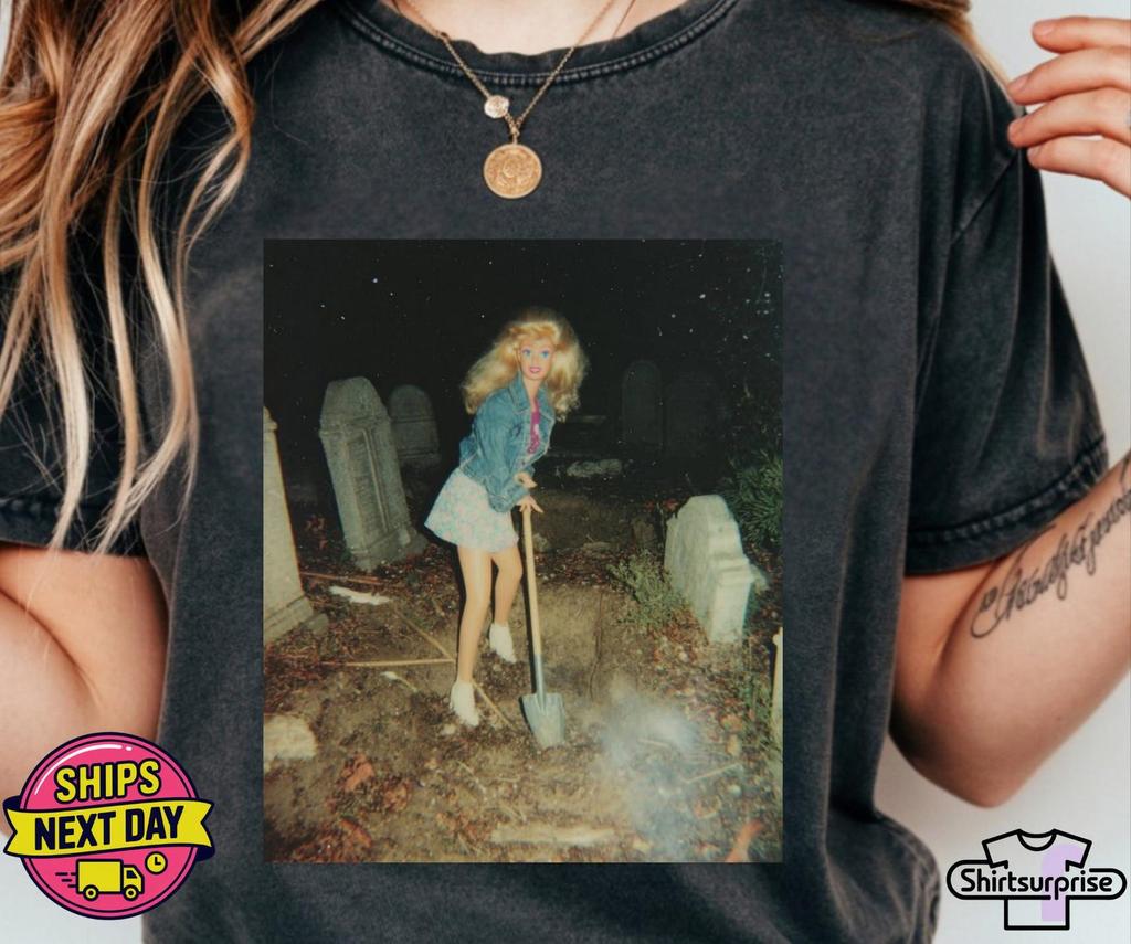 Funny Distressed Doll At Cemetery Shirt, Disgusted Doll Face Shirt, Cringy Tee, Funny Distressed Mean Doll, Distressed Vintage 90s Doll Face