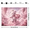 2D Flat Romantic Theme Party Banner Background: Pink Crown Teddy Bear Theme Made of Polyester Material