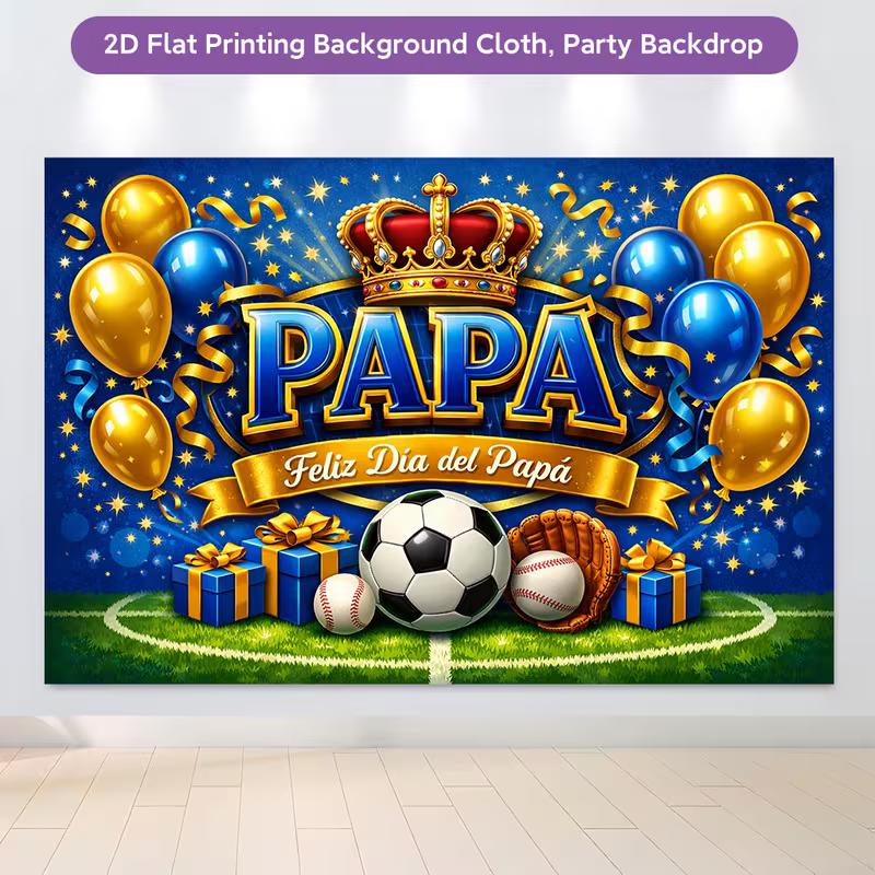 2D Spanish Papa Father's Day Photo Backdrop Sport Party Decor Cloth