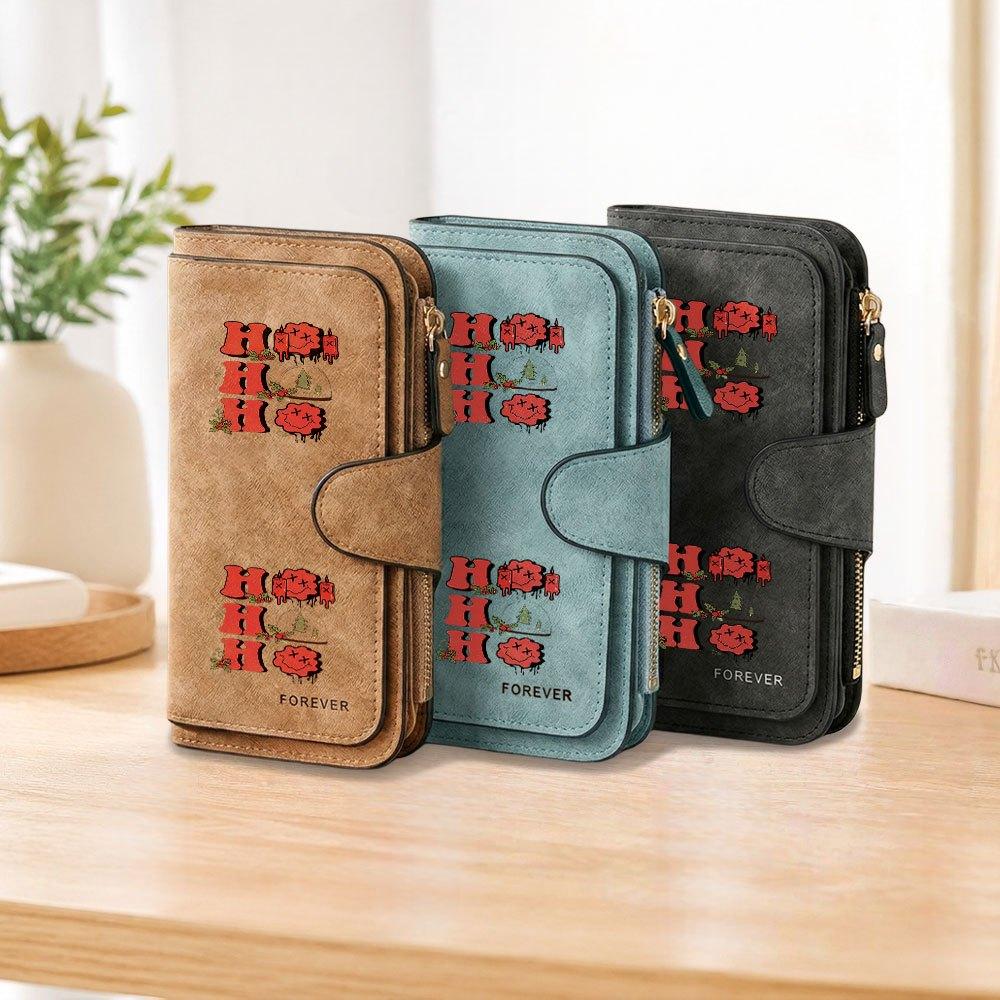 HOHO Christmas Long Zipper Wallet, Large Capacity Card Holder, Unisex Clutch Bag, Fashionable Zipper Coin Purse, Suitable for Daily Use, A Great Gift