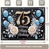 Элегантный гобелен к 75-летию, синие воздушные шары и сверкающий фон