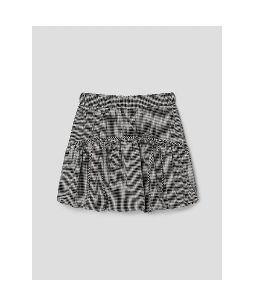 8SECONDS Check Ribbon Balloon Mini Skirt Black