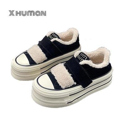 Зимние туфли на толстой подошве Velcro 2024 года, новые модные повседневные туфли из хлопка Velet Snow