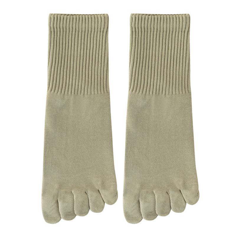 Женские весенние носки с пятью пальцами, однотонные влагопоглощающие хлопковые носки средней длины, бесшовно сшитые, не скатывающиеся, с разделением пальцев