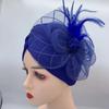 Feather Flower Ruffle Turban Caps for Women