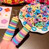 100Pcs Colorful Basic Nylon Ealstic Hair Band Kids Girls Ponytail Holder Ties