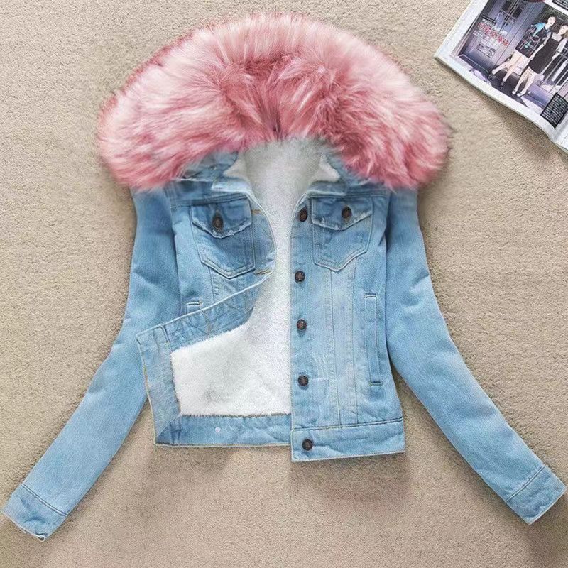 Hooded Denim Coats Pockets Single Breasted Jacket Autumn Winter Outerwear Thick Warm Comfortable Women Casual Overcoat