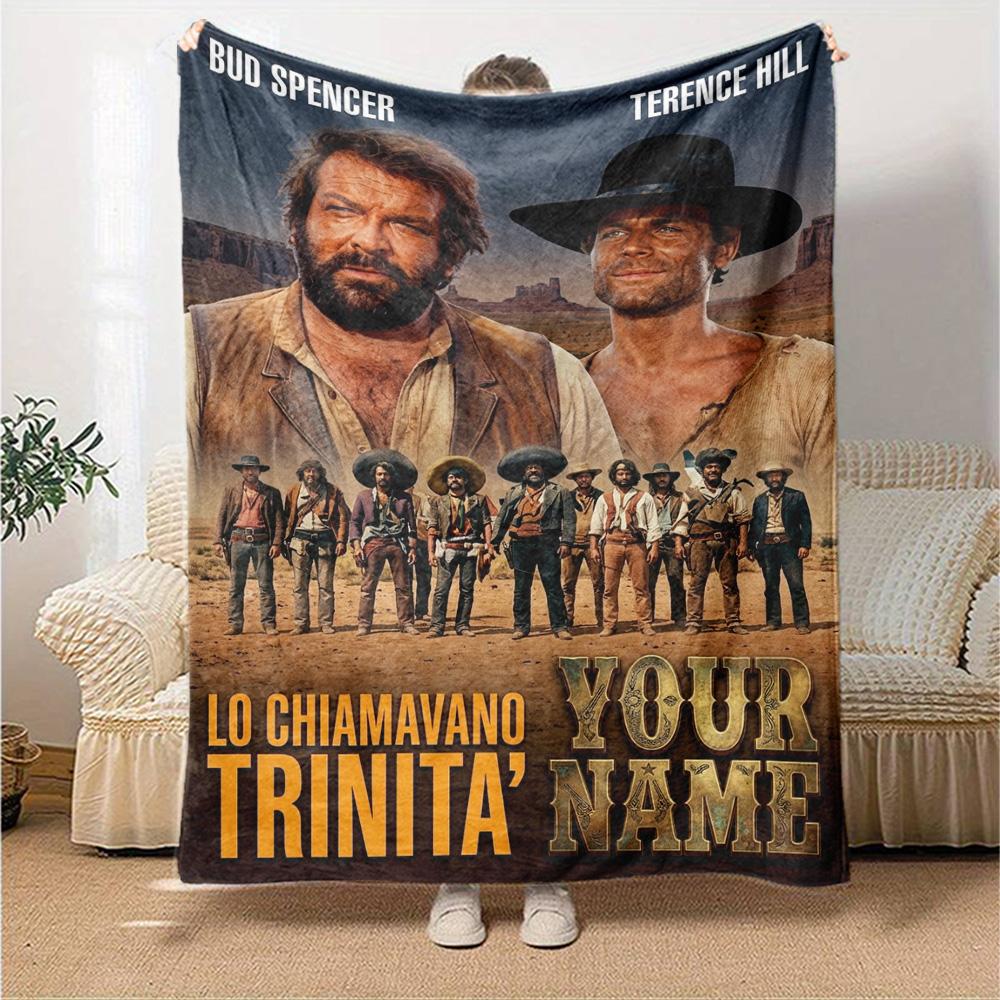 Имя На заказ Terence Hill и Bud Spencer Печать Фланелевое одеяло Высокое качество Теплое Удобное Покрывало для Всех Сезонов Идеально для Подарков Декор Дома