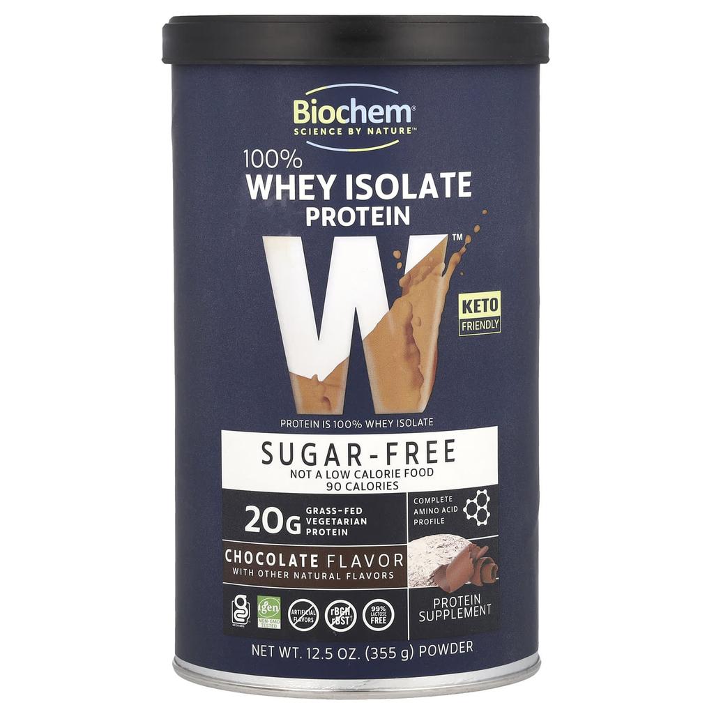 100% Whey Protein Isolate, Sugar Free, Chocolate Flavor, 355G(12.5Oz)