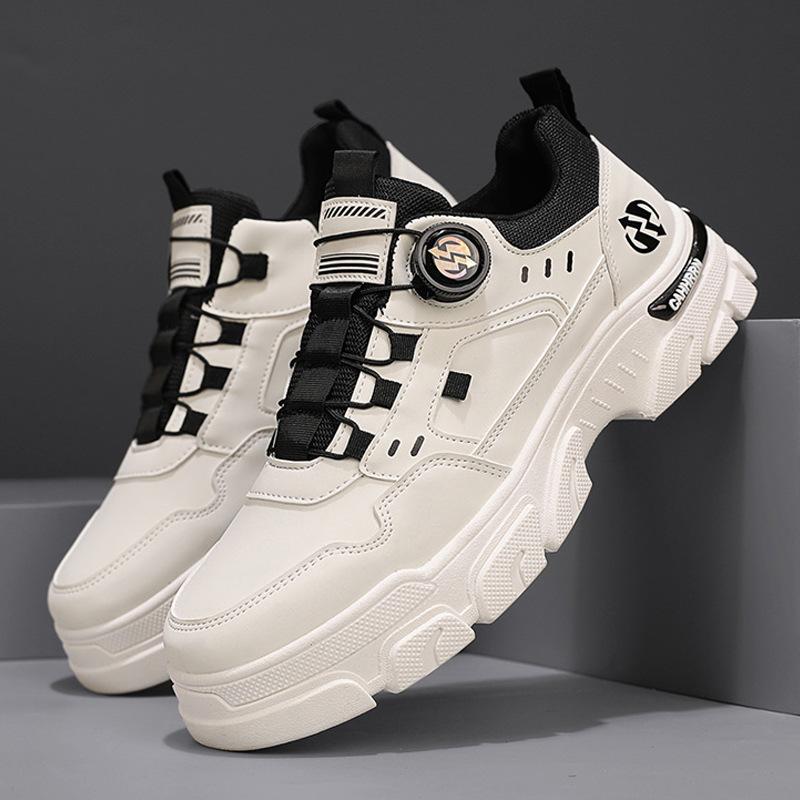 Мода Зима Новые Мужские Ботинки Кроссовки Уличные Нескользящие Водонепроницаемые Вращающаяся Кнопка Ботинки для Пешего Туризма и Альпинизма Модные Мужские Высокие Рабочие Ботинки