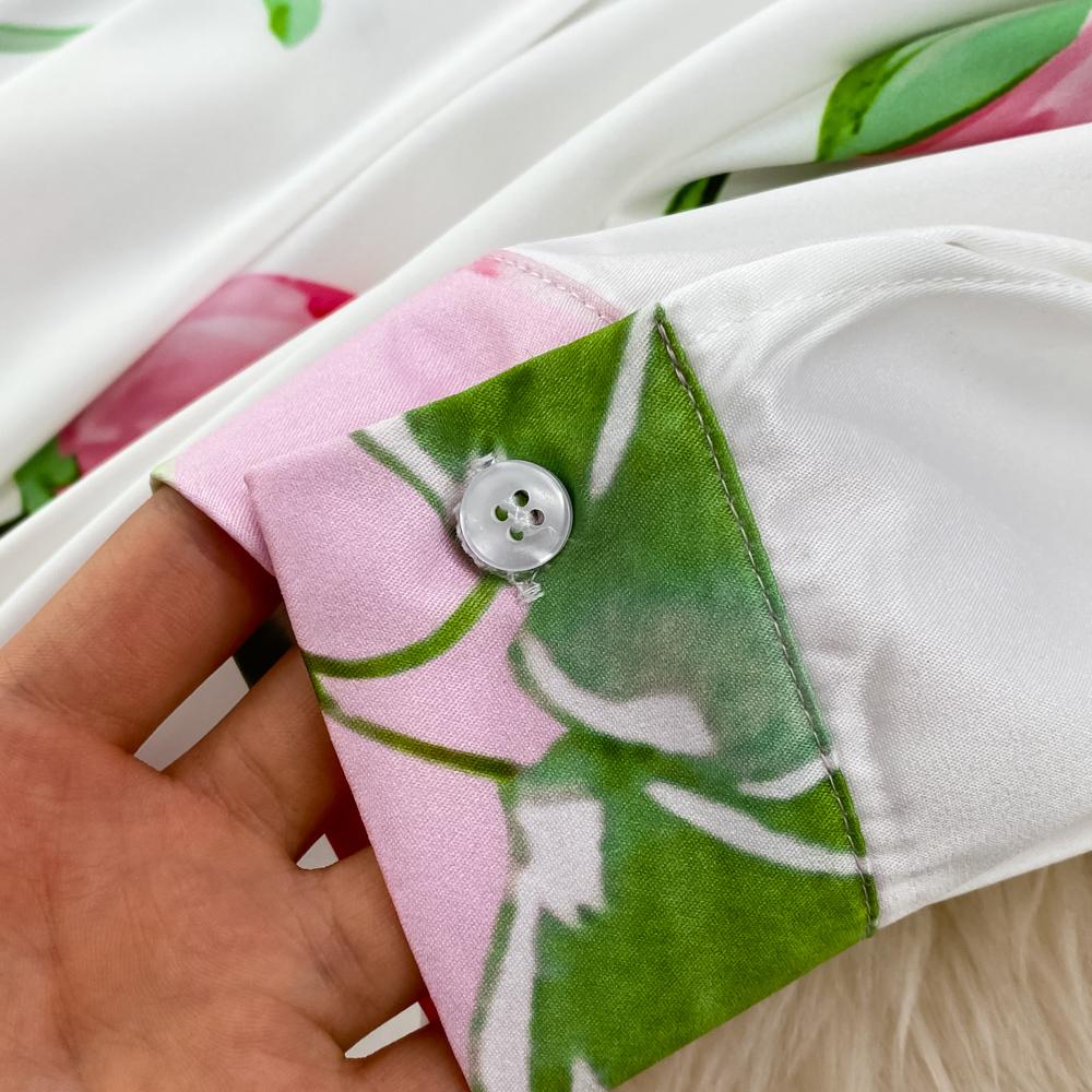 Весеннее европейское и американское модное платье трапециевидной формы с отворотом на талии и принтом, элегантное длинное платье с длинными рукавами