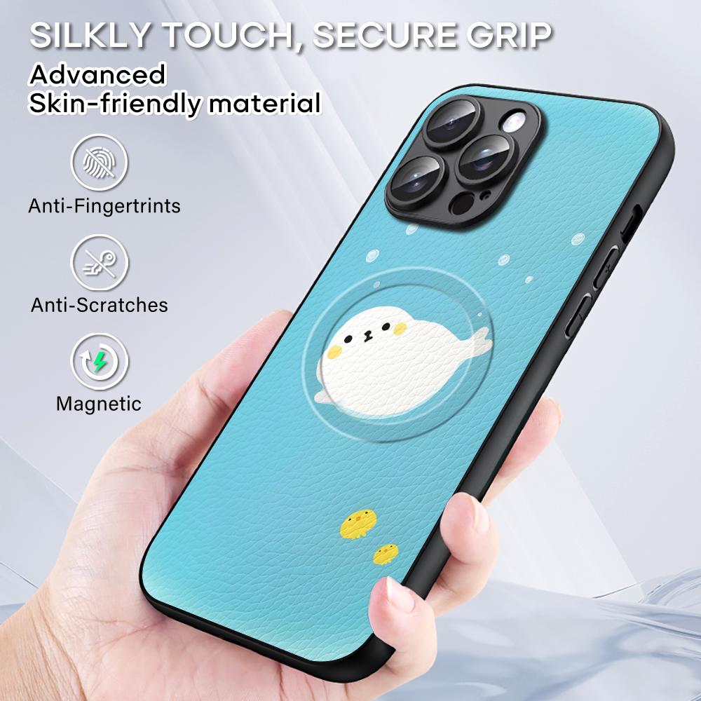 Популярный дизайн с тюленем Модный чехол для телефона Для iPhone 17 16 15 14 13 12 11 Plus Pro Max Высококлассная роскошь Magsafe Овечья кожа
