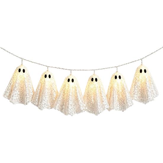 Halloween Themed Decorations Glowing Ghost Hanging Decor, Spooky Light Up Ornament for Party Durable Ornaments Scene, Indoor Outdoor Wall Window