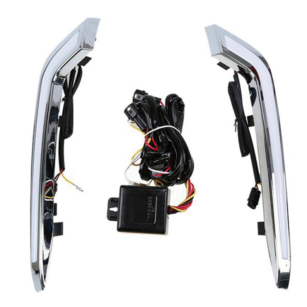 1 Pair Daytime Running Light Fog Lamp for Cadillac XTS 2013-2017, White + Yellow