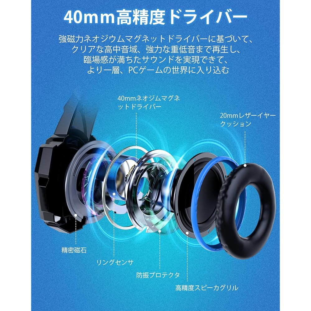 BENGOO G9000 Gaming Headset Blue | Wired 3.5mm Headphones | Noise Isolation, Comfortable Fit, Adjustable Mic