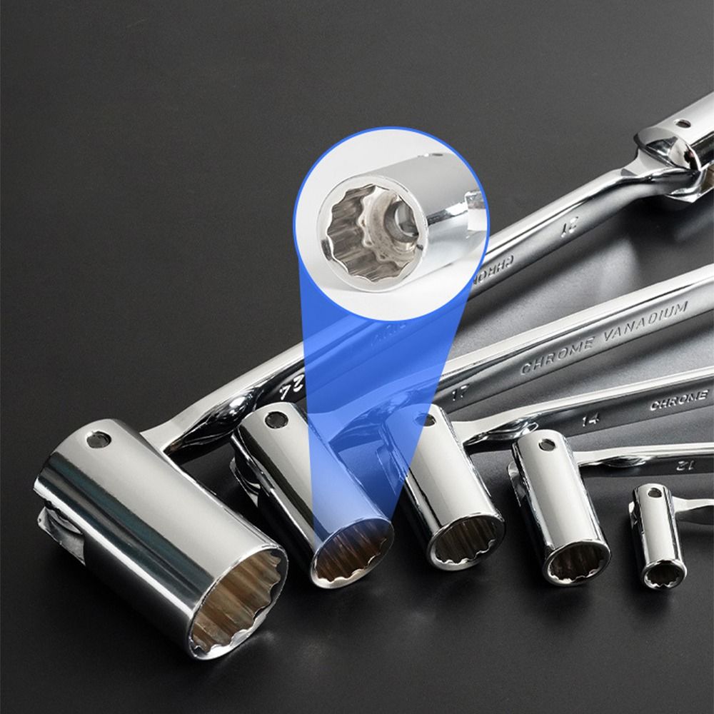Double Head Dual Head Spanner 12-point Adjustable Wrench Spanner Tool Easy To Use Durable Swivel Head Socket Wrench Household