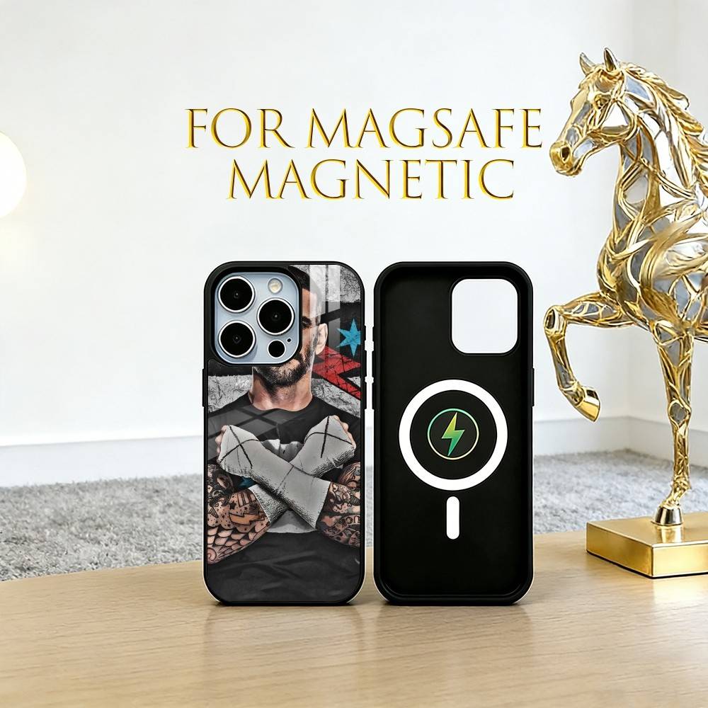 Чехол для телефона рестлера CM P-Punk для iPhone 17, 16, 15, 14, 13, 12, 11 Plus, Pro, Магнитный, Для Magsafe Беспроводной зарядки