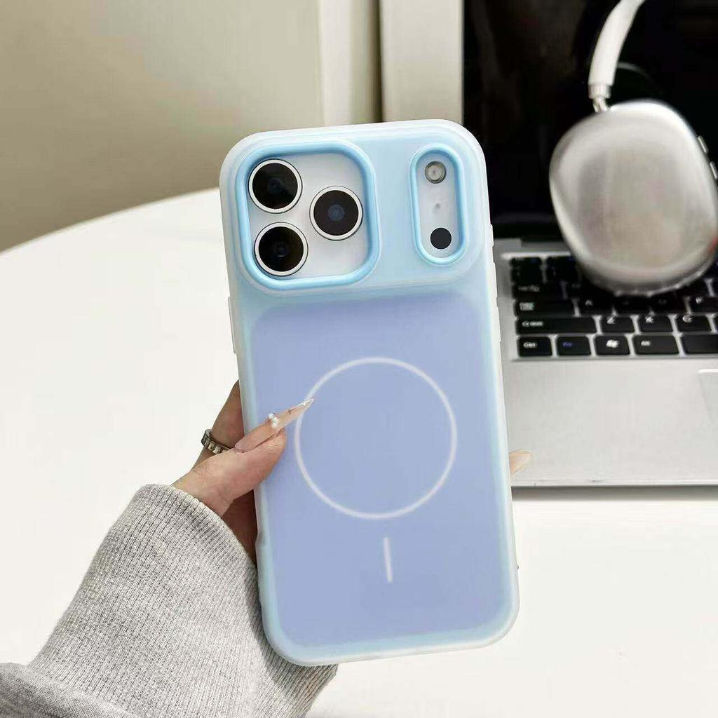 Новый двухцветный прозрачный магнитный чехол для мобильного телефона iPhone17ProMAX Apple 16 матовая защитная накладка