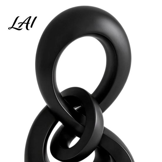 Tabletop Decorative Ornament 3D Printed Abstract Knot Sculpture Black Interlocking Ring Figurine Modern Contemporary Artistic Figurine Minimalist