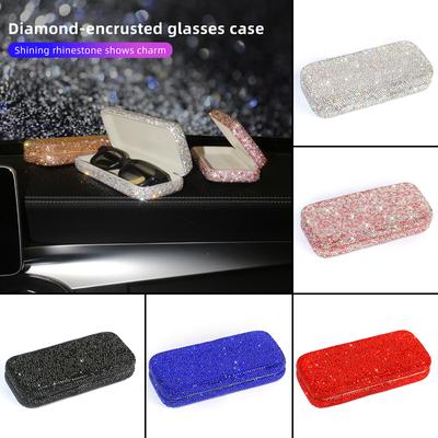 Футляр для очков Bling Clay Crystal Diamond, автомобильные очки, солнцезащитные очки, ящик для хранения, центральная консоль, подлокотник, аксессуары для салона автомобиля