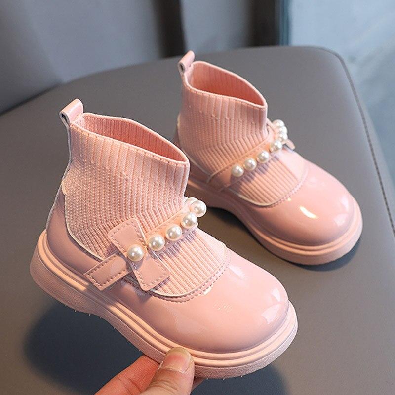 Ботильоны для маленьких девочек, зимние детские меховые теплые плюшевые туфли на платформе для маленьких детей, обувь на плоской подошве с нескользящей подошвой