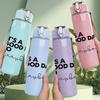 1PC It Is A Good Day To Gray Handwriting Print 750ml Color Plastic Sports Water Bottle Leakproof Flip Straw Lid Suitable for Sports Office Home Use