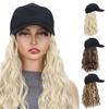 Baseball Cap One-piece Medium Length Water Wave Wig 17 Inch Curly Wave Hair Piece For Women Girls