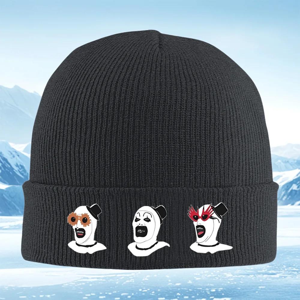 Clown heads various hats and glasses Knitted Hat Unisex Women Unisex Beanie Pullover Cap Winter Thermal Warm Christmas Outdoor Cycl