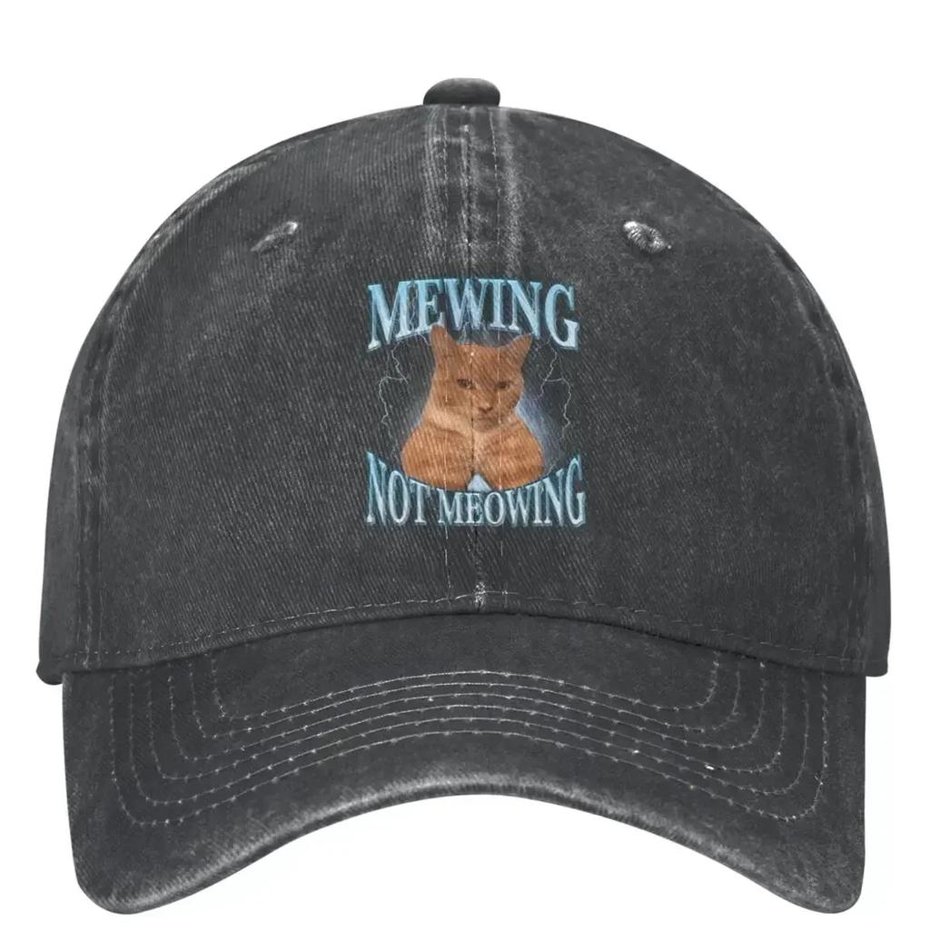 Mewing Not Meowing Funny Casual Baseball Cap Cat Meme Running Hippie Trucker Hat Sun Visor Men Adult Streetwear Baseball Caps
